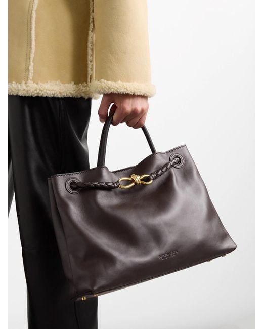 Bottega Veneta Gray Andiamo Mittelgroße Tote Aus Leder
