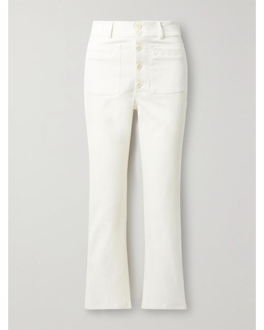 Apiece Apart White Marston Cropped Cotton-Twill Straight-Leg Pants