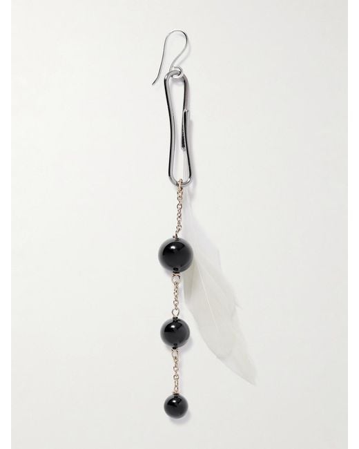 Lemaire Pink Dot- And-Tone, Onyx And Feather Single Earring