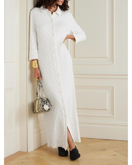 Jil Sander White Maxikleid Aus Cloqué
