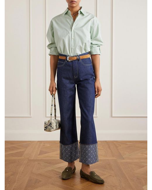 Tory Burch Green Ballet Suede Loafers