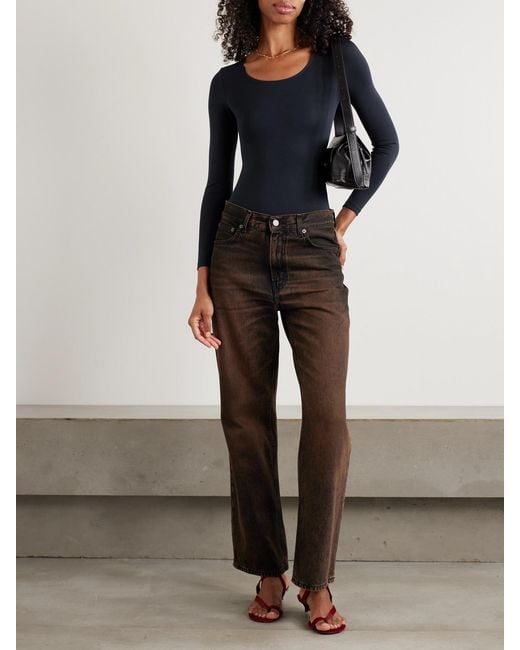 The Park Blue Donna Stretch-Tencel Lyocell Thong Bodysuit