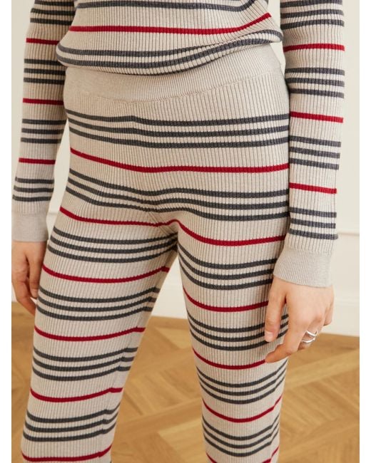 The Elder Statesman Natural Libeccio Striped Wool, Silk And Linen-Blend Flared Pants