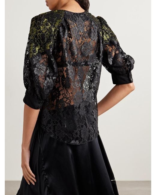 Maison Mayle Black Juana Joya Metallic Lace Blouse