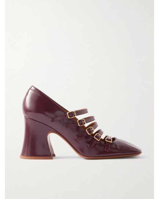 Chloé Purple Janis Buckled Glossed-Leather Mary Jane Pumps