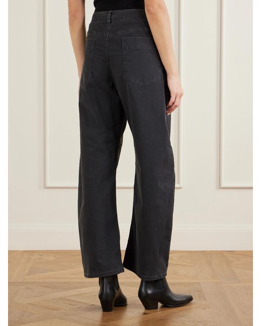 Nili Lotan Blue Tribeca Brushed Cotton-Blend Twill Barrel-Leg Pants