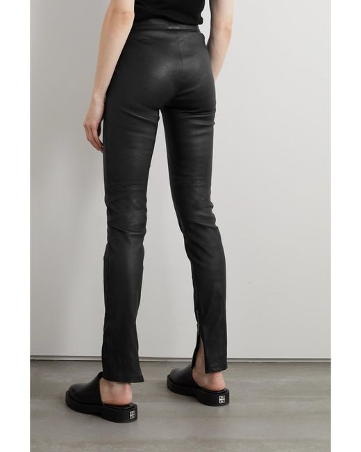 Givenchy Black Overlock Leather Leggings