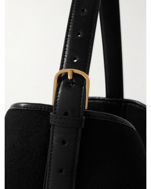 Totême  Black Tote Aus Veloursleder Mit Lederbesätzen