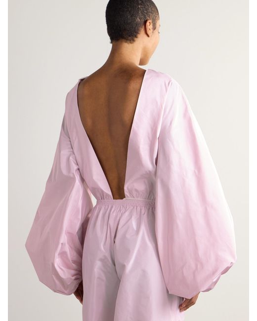 Alaïa Pink Open-Back Silk-Taffeta Bodysuit