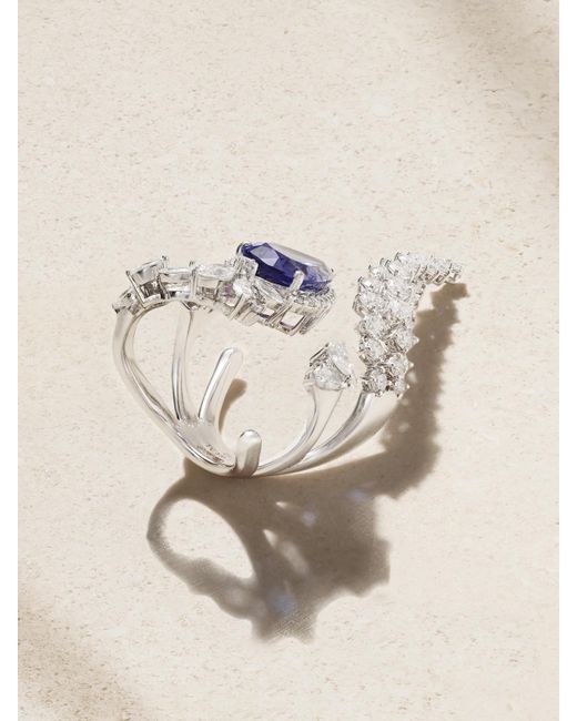YEPREM Natural 18-Karat Tanzanite And Diamond Ring