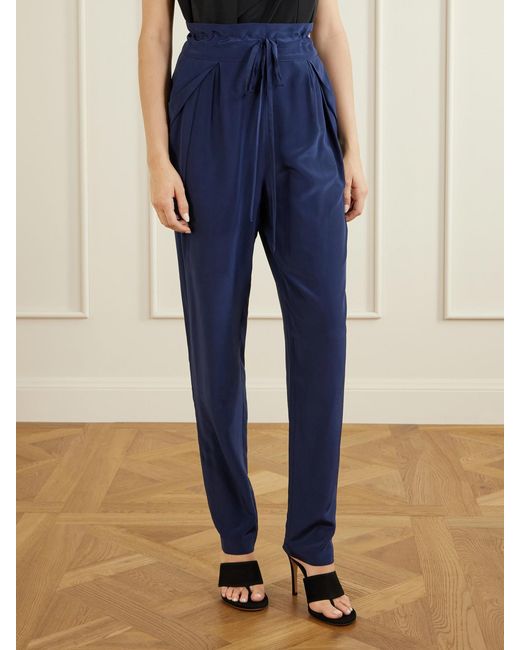 Sharon Wauchob Blue The Vardar Silk-Blend Straight-Leg Pants