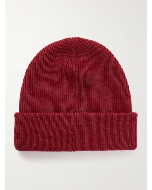 Gucci Red Horsebit-Detailed Appliquéd Ribbed Wool Beanie