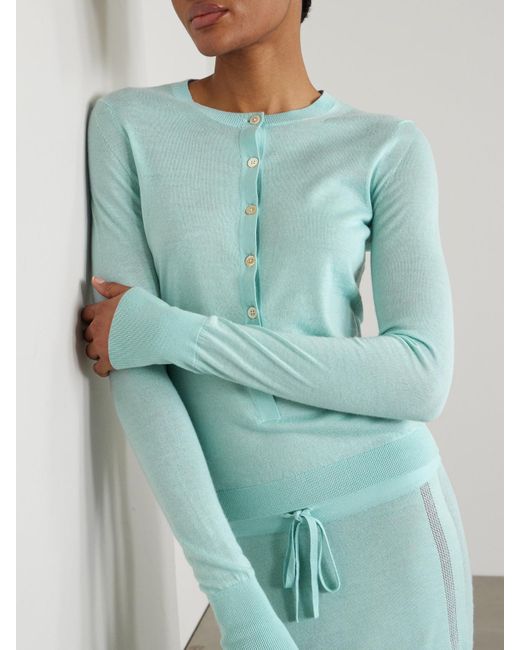 DIOTIMA Blue Barton Pointelle-Knit Cashmere Henley Sweater