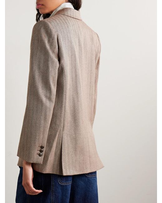 Twp Brown Girl Boy Girl Oversized Herringbone Wool-Blend Blazer