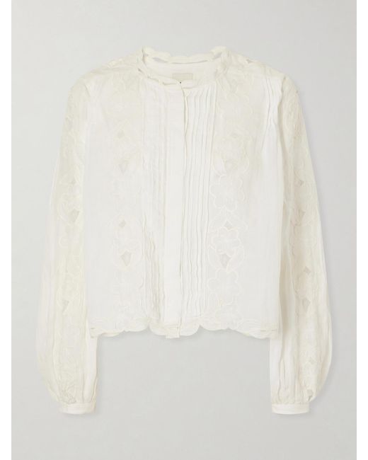 Isabel Marant White Rubra Embroidered Ramie Blouse