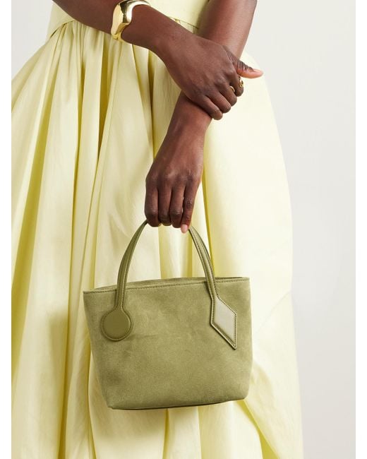 Liffner Green Sprout Micro Leather-Trimmed Suede Tote