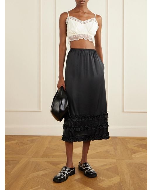 Simone Rocha Natural Lace-Trimmed Crepe De Chine Bralette