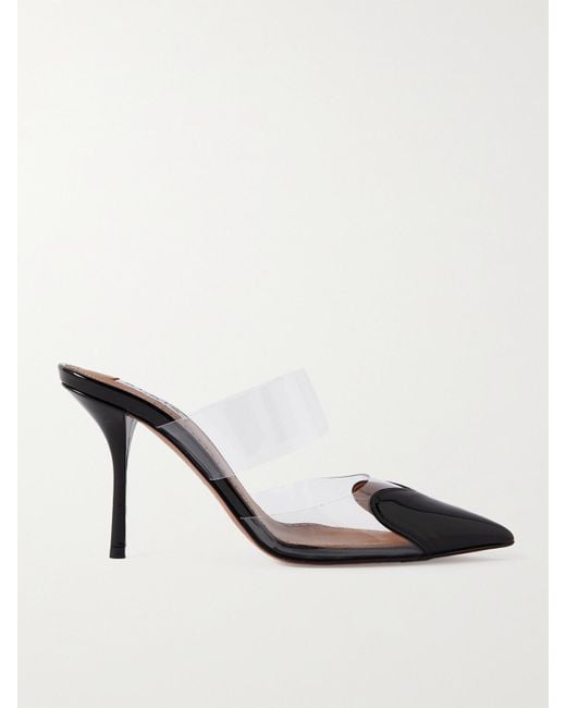 Alaïa Natural Le Cœur 90 Pu And Patent-Leather Mules