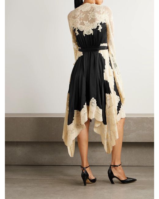 Zimmermann Black Hypnotic Minikleid Aus Satin Mit Spitzenbesätzen Und Bindegürtel