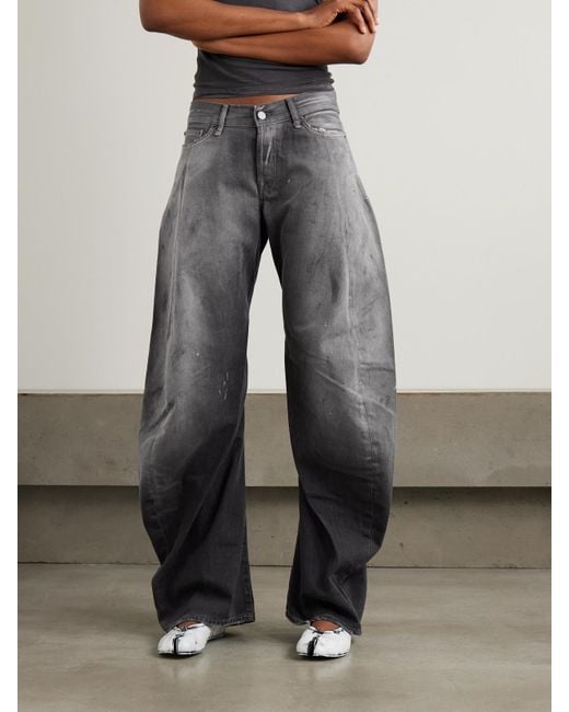 Acne Gray 2006 Paint-Splattered Low-Rise Barrel-Leg Jeans