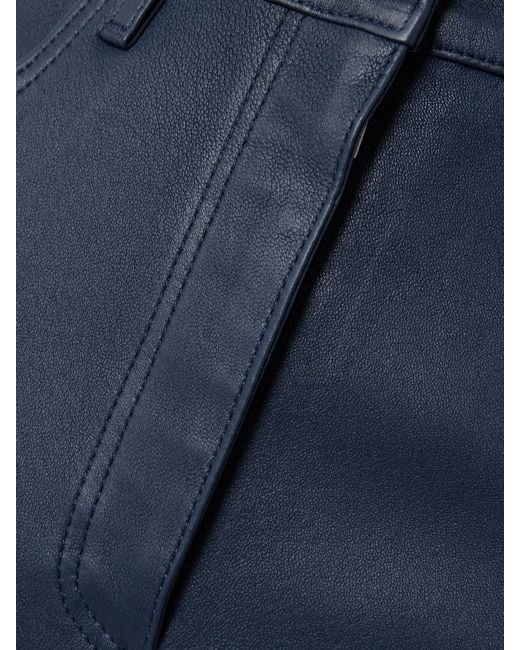 Joseph Blue Duke Cropped Leather Flared Pants