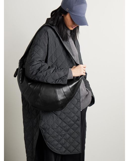Lemaire Black Croissant Large Paneled Leather Shoulder Bag