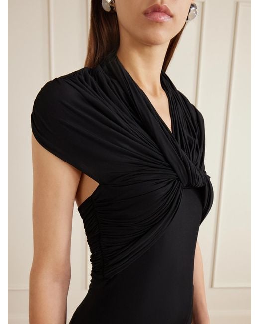 TOVE Black Rama Gathered Jersey Maxi Dress
