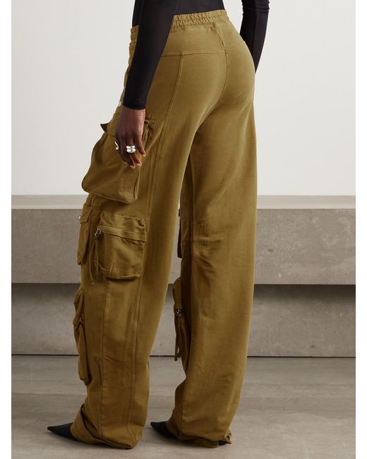 The Attico Natural Embellished Stretch-Cotton Jersey Wide-Leg Cargo Pants