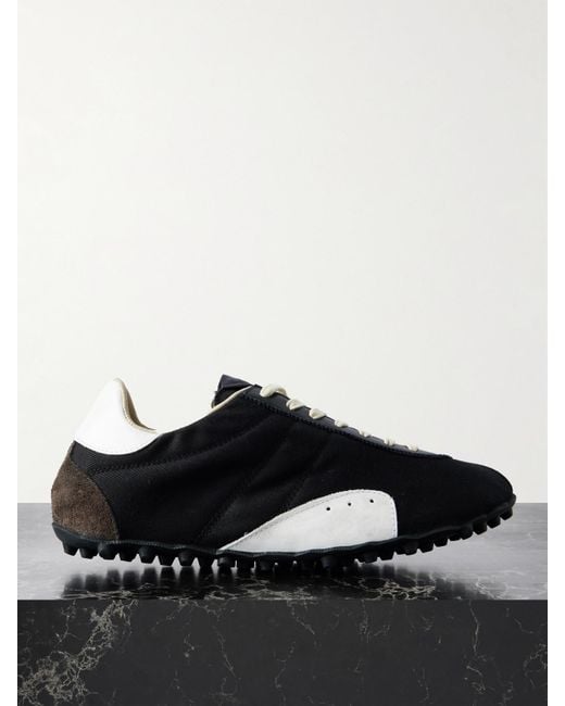 Maison Margiela Black Sprinter Leather And Suede-Trimmed Twill Sneakers