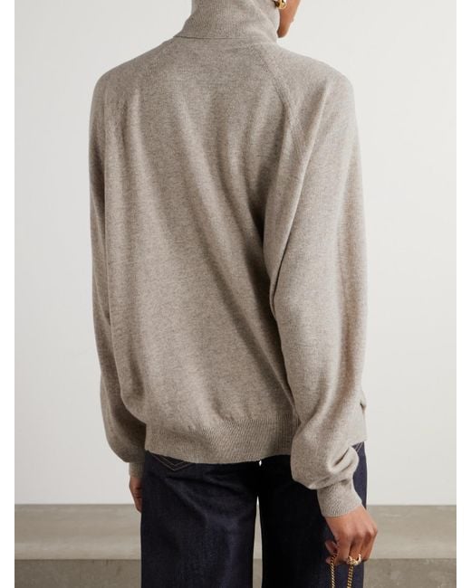 Saint Laurent Natural Cashmere Turtleneck Sweater