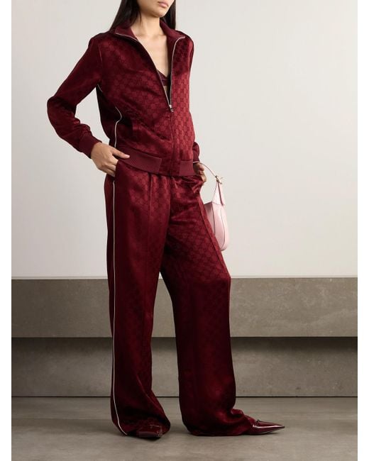 Gucci Red Satin-Jacquard Track Jacket