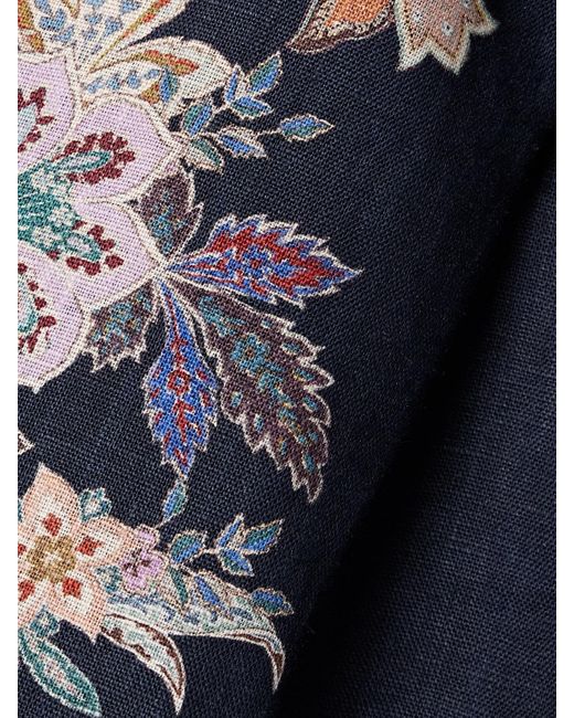 Short En Lin À Imprimé Fleuri Et À Ceinture Rhiannon Zimmermann en coloris Blue