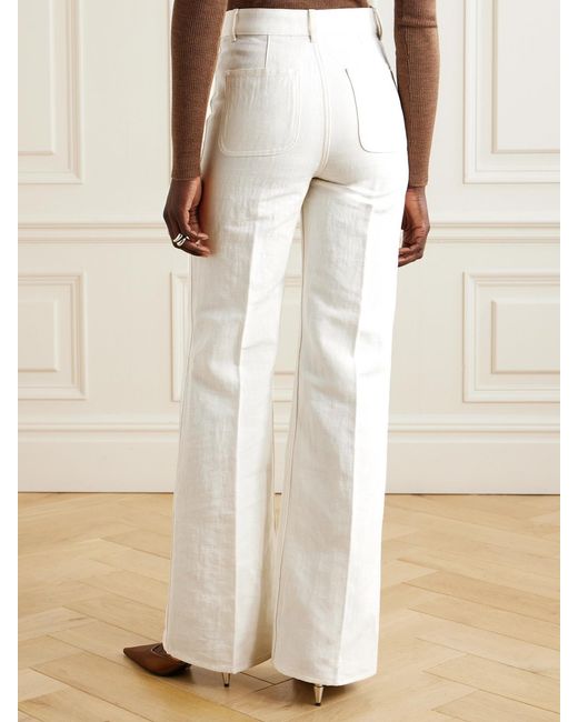 Loro Piana White Linen And Cotton-Blend Straight-Leg Pants