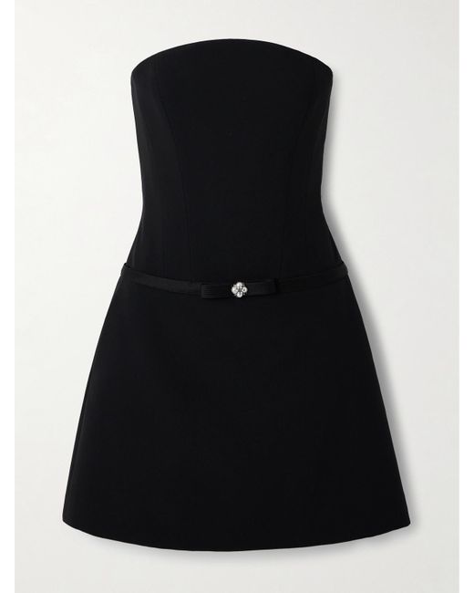 Versace Embellished Strapless Cady Mini Dress in Black | Lyst