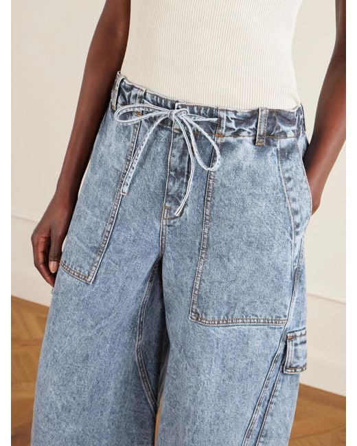 Alaïa Blue Mid-Rise Barrel-Leg Jeans