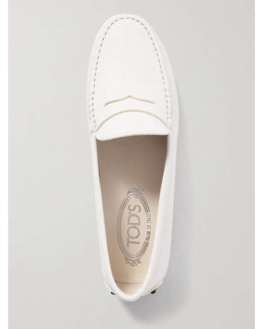Tod's Natural Gommino Textured-Leather Loafers