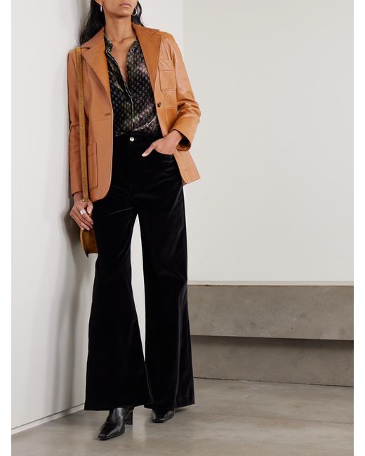 LaDoubleJ Black Cotton-Velvet Wide-Leg Pants
