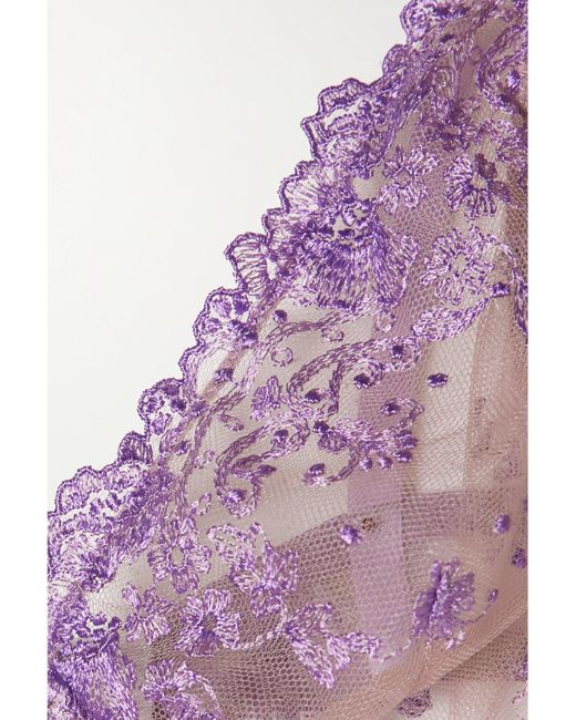 I.D Sarrieri Purple Net Sustain Colette Embroidered Tulle Soft-Cup Triangle Bra