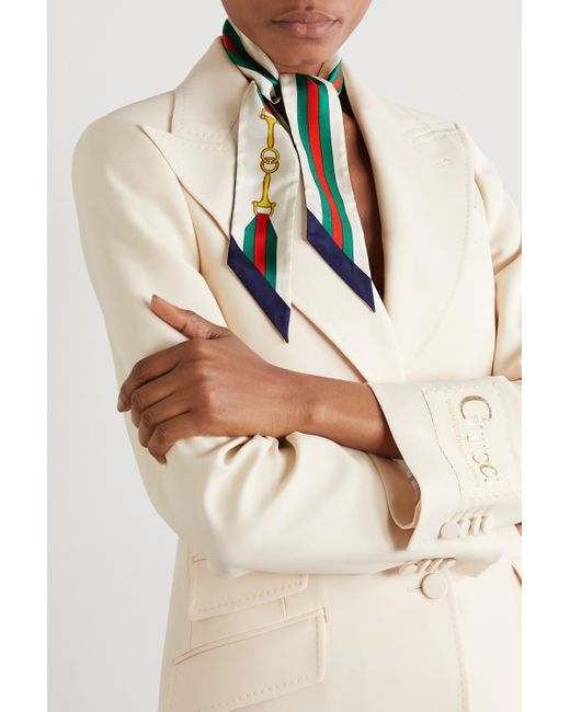 Gucci Horsebit-print Slim Silk Scarf in White | Lyst Australia