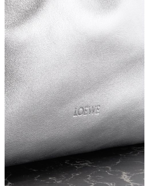 Loewe Gray Flamenco Metallic Leather Clutch