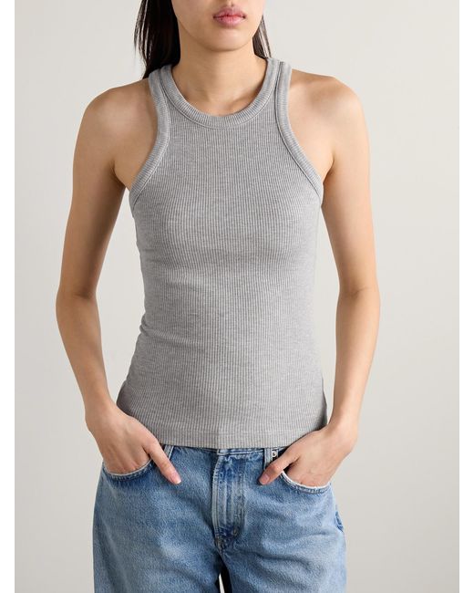 Agolde Gray Rayne Ribbed Stretch Organic Cotton And Lyocell-Blend Jersey Tank