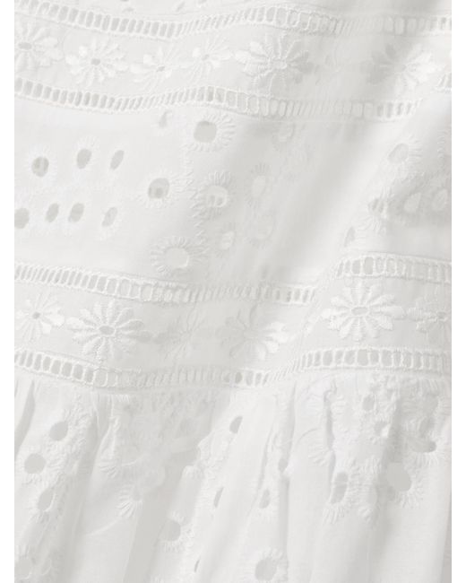 Loretta Caponi White Populonia Tiered Scalloped Broderie Anglaise Cotton Maxi Dress