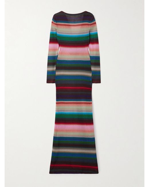 Missoni Blue Striped Crochet-Knit Maxi Dress