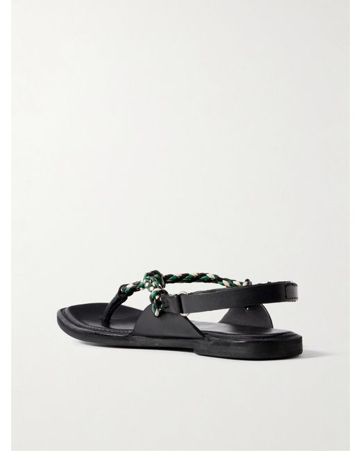 St. Agni Black Woven Leather Sandals