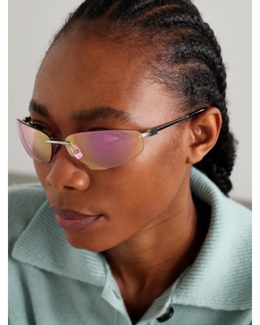Miu Miu Pink Rimless D-Frame-Tone Sunglasses