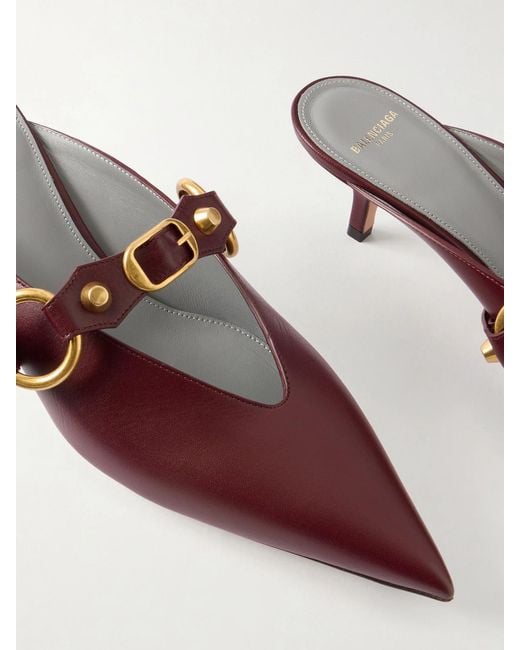 Balenciaga Brown City Embellished Leather Mules