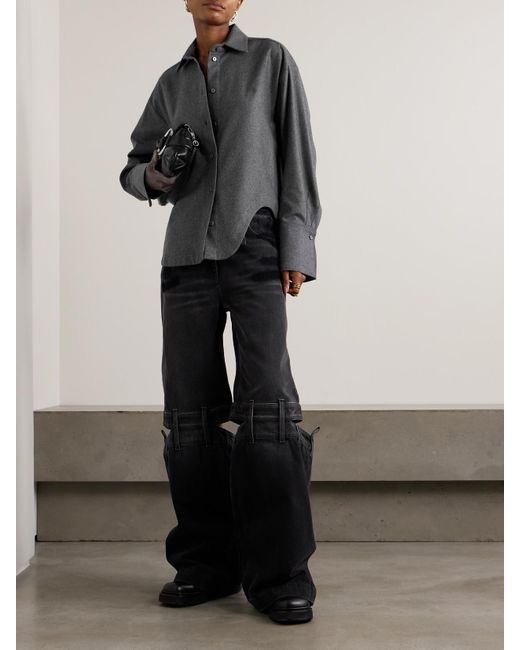 The Attico Gray Eliza Asymmetric Wool-Blend Shirt