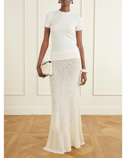 The Elder Statesman White Ella Silk, Cashmere And Linen-Blend Maxi Skirt