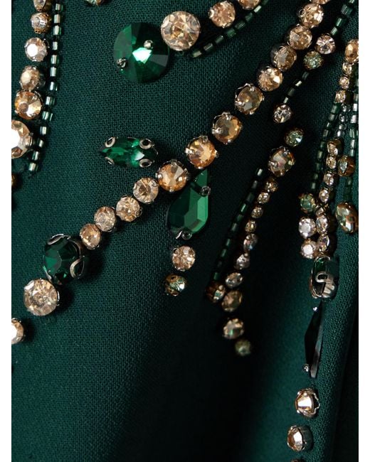 Jenny Packham Green Embellished Cady Midi Dress