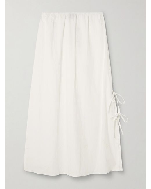 Deiji Studios Natural Tie-Detailed Organic Cotton-Poplin Midi Skirt